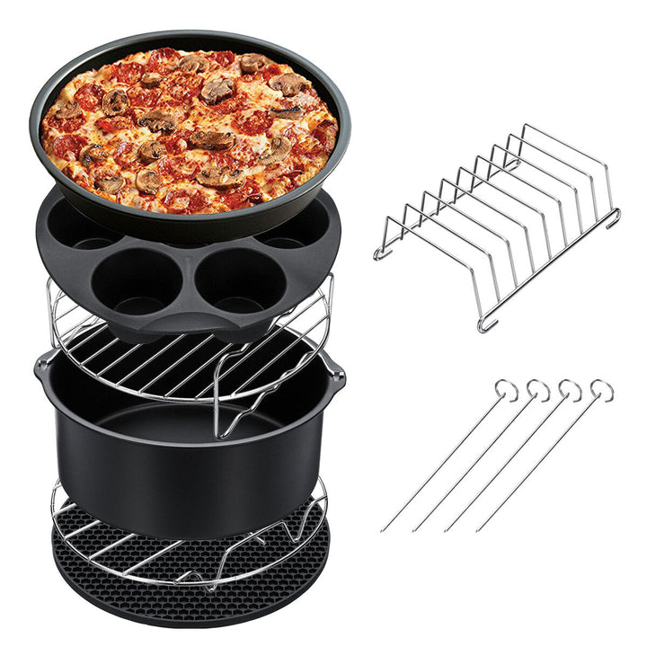 7PCS Air Fryer Accessories Set Chips Baking Basket Pizza Pan Home Kitchen Tool Image 5