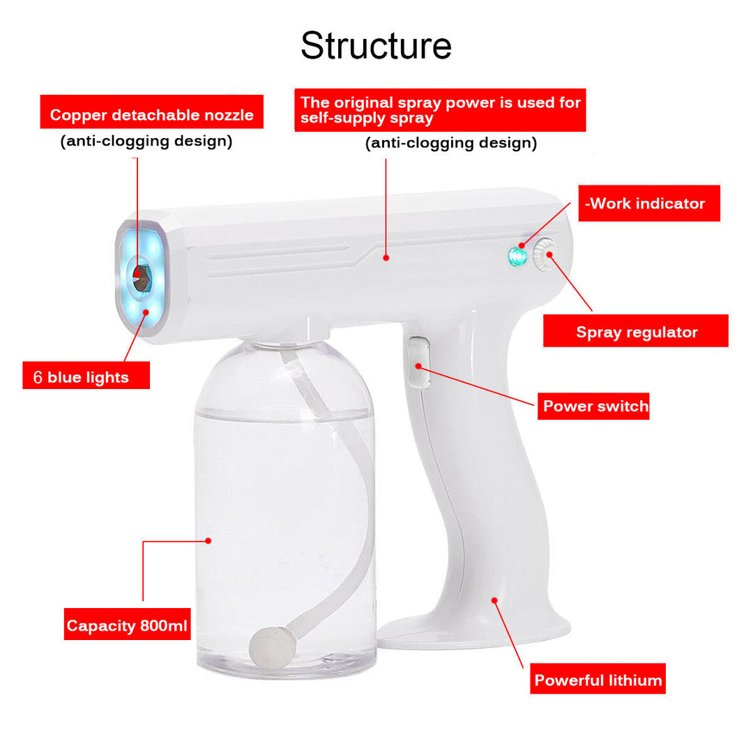 800ML CE Wireless Sprayer Machine Blue Light Nano Steam Spray Guun Disinfection Spray Sterilizer Image 4