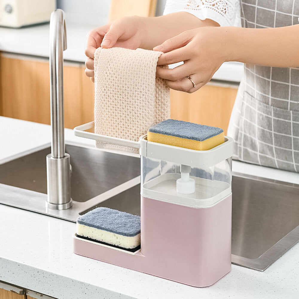 800ML Kitchen Soap Pump Dispenser Sponge Holder Cleaning Liquid Dispenser Container Press Soap Organizer for Kitchen Image 4