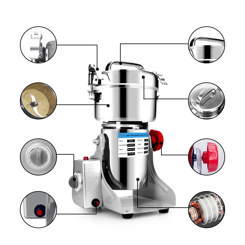 800A 2500W 800g Electric Grains Spices Cereal Dry Food Grinder Mill Grinding Machine Stainless Steel Blender Image 5