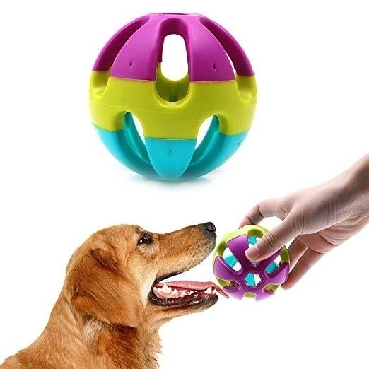 ABS Plastic Dog Toy Happy Jingle Bell Ball Chewing Ball Funny Pet Interactive Fetch Play Image 2