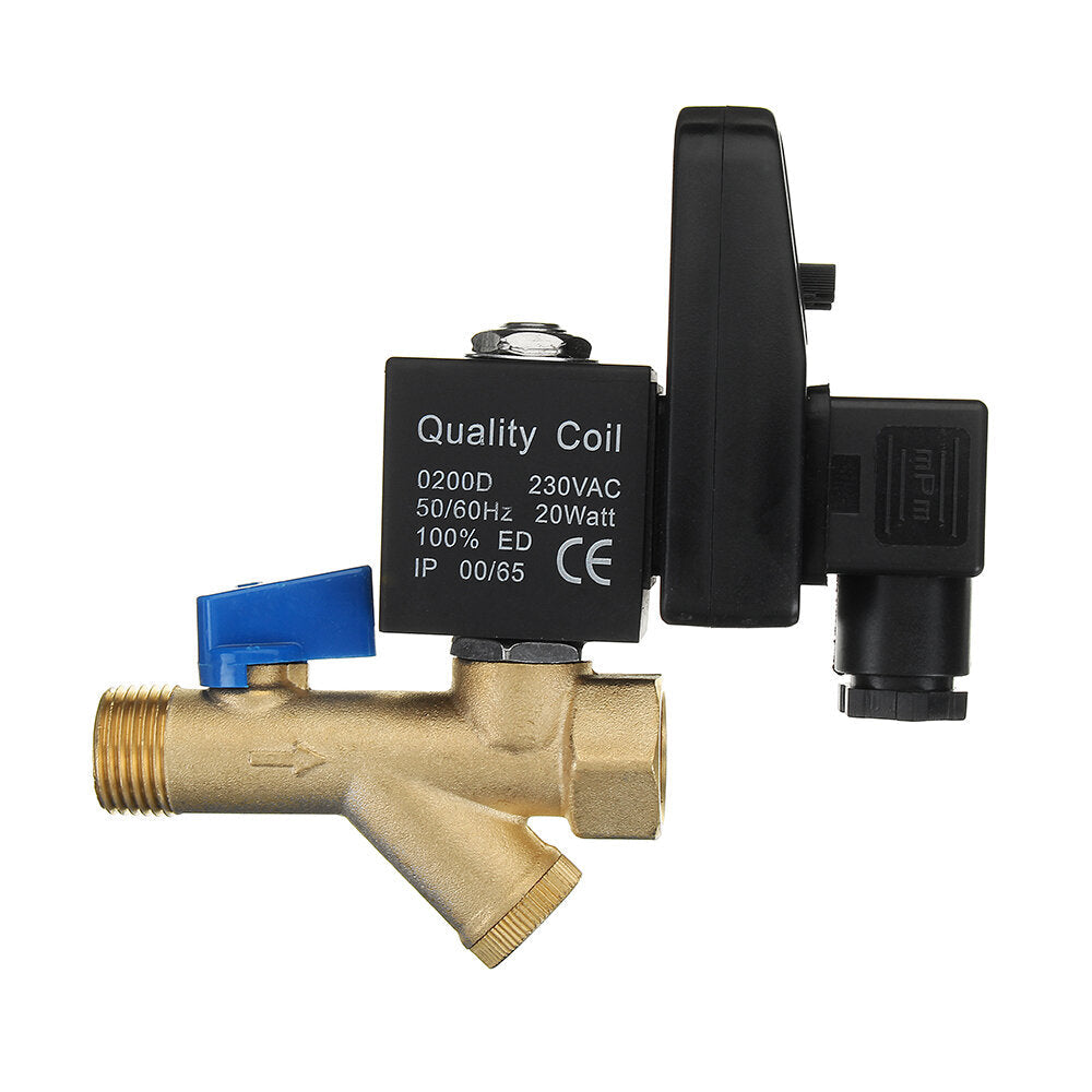 AC220V 1,2" Brass Electric Solenoid Automatic Timer Air Compressor Cold Dryer Drain Water Valve Image 11