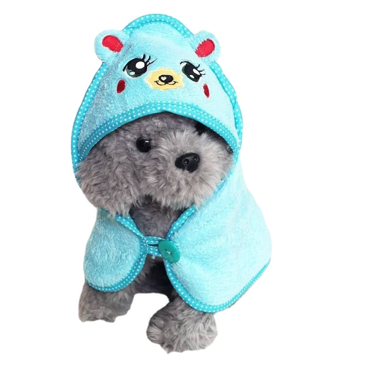 Absorbent Towel Pet Dog Cat Cute Bear Design Nightgown Bathrobe Pajamas Puppy Bath Warm Blanket Image 3