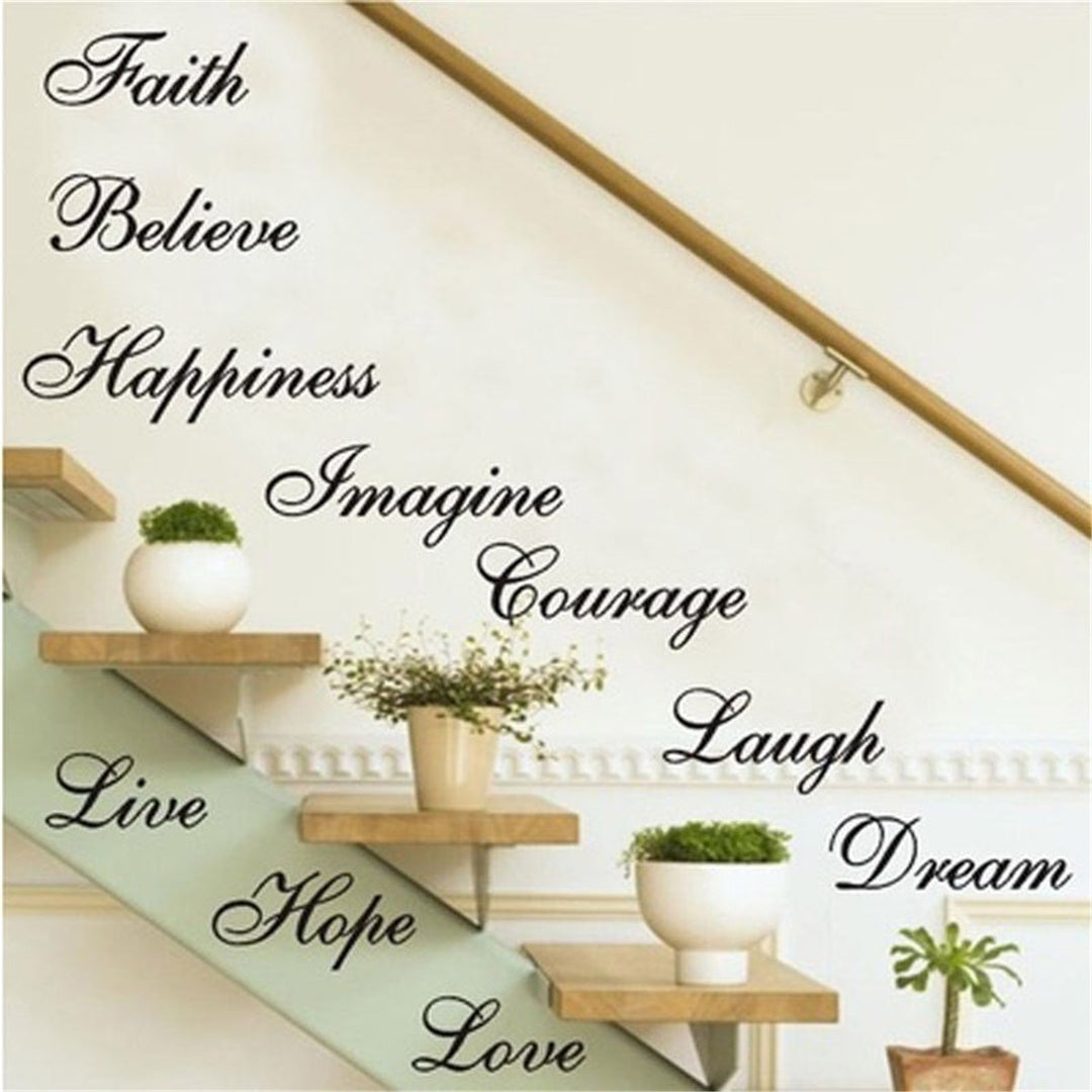 8Pcs Stair Wall Stickers Word Decal Home Mural Decor Art DIY 40x60 Black Letters Image 4