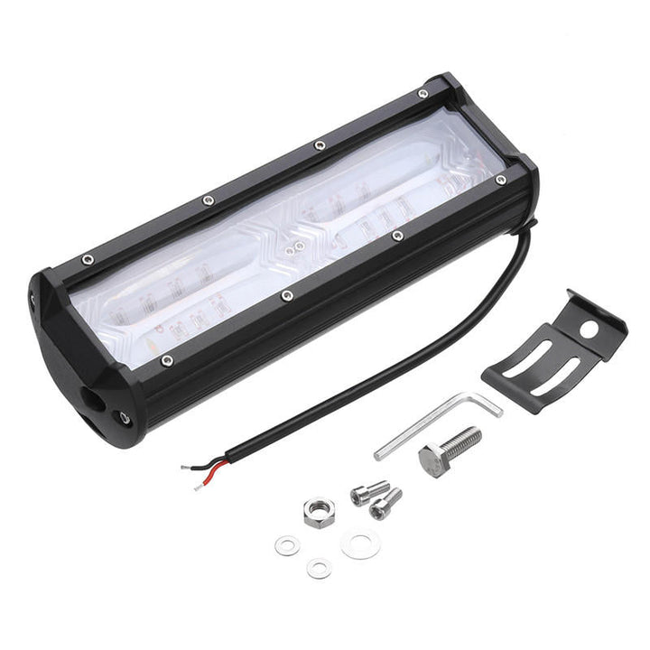 9inch 48 LED DC9-32V 144W 14400LM 6500-7000k IP68 Headlights White and Yellow Strobe Light Image 3