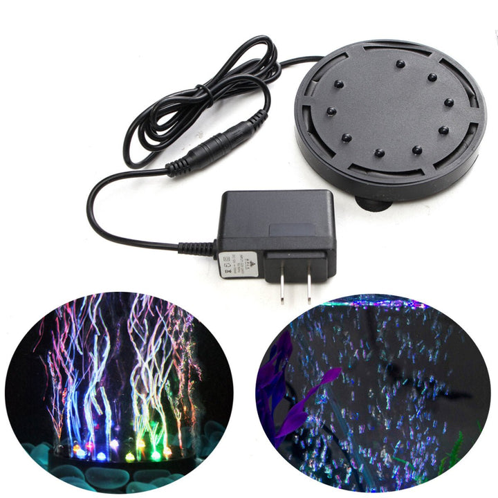 9 LED Aquarium Bubble Light Air Stone,Tank LED Air Bubbler Light Submersible Air Pump Bubble Stone Lamp for Turtle Tank Image 1