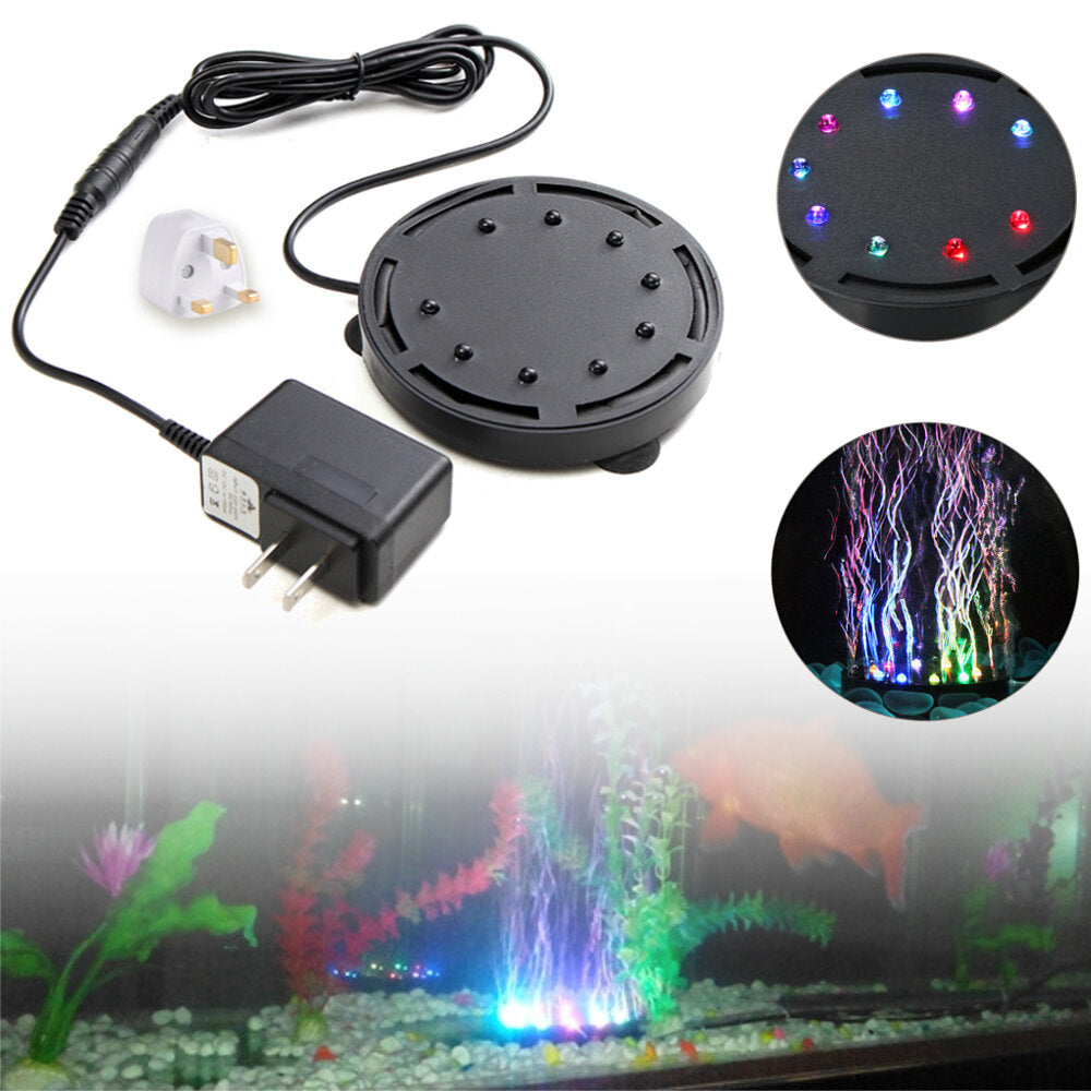 9 LED Aquarium Bubble Light Air Stone,Tank LED Air Bubbler Light Submersible Air Pump Bubble Stone Lamp for Turtle Tank Image 3