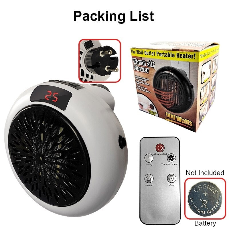 900W Electric Heater Remote Control Constant Temperature Timer Mini Fan Heater Home Office Room Heater Handheld Air Image 7