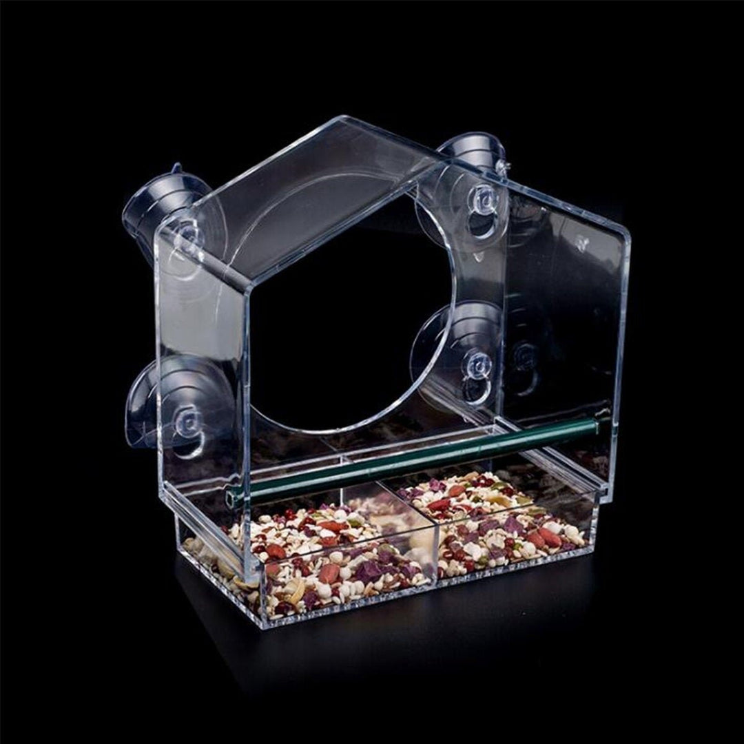 Acrylic Window Bird Feeder Outdoor Hanging Easy to Clean Transparent Bird Feeding Image 1