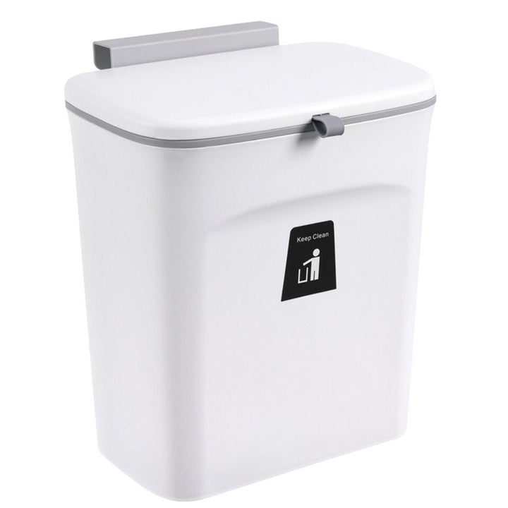 9L Cabinet Door Hanging Trash Can Slide Cover Garbage Bin Waste Storage for Kitchen Bedroom Image 1