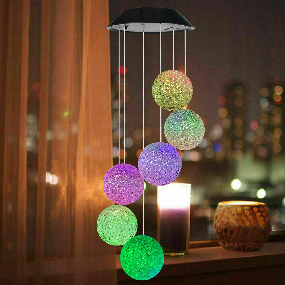 Aeolian Hanging Wind Solar LED Lights Chimes Powered String Lawn Garden Lamp Image 2