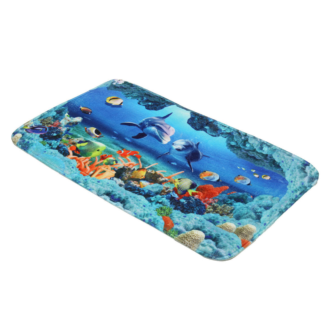 An Ocean Dolphin Bathroom Carpet Set Pedestal Rug Lid Toilet Cover Bath Mat Set Image 2