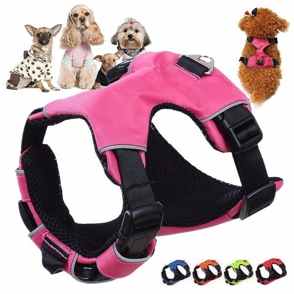 Adjustable Reflective Nylon Pet Dog Puppy Cat Harness Vest Collar Walking Safety Lead Leash Soft Breathable Image 1