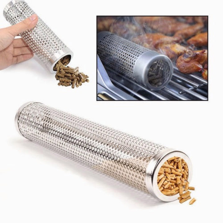 BBQ Stainless Steel Perforated Mesh Smoker Tube Filter Gadget Hot Cold Smoking Image 2