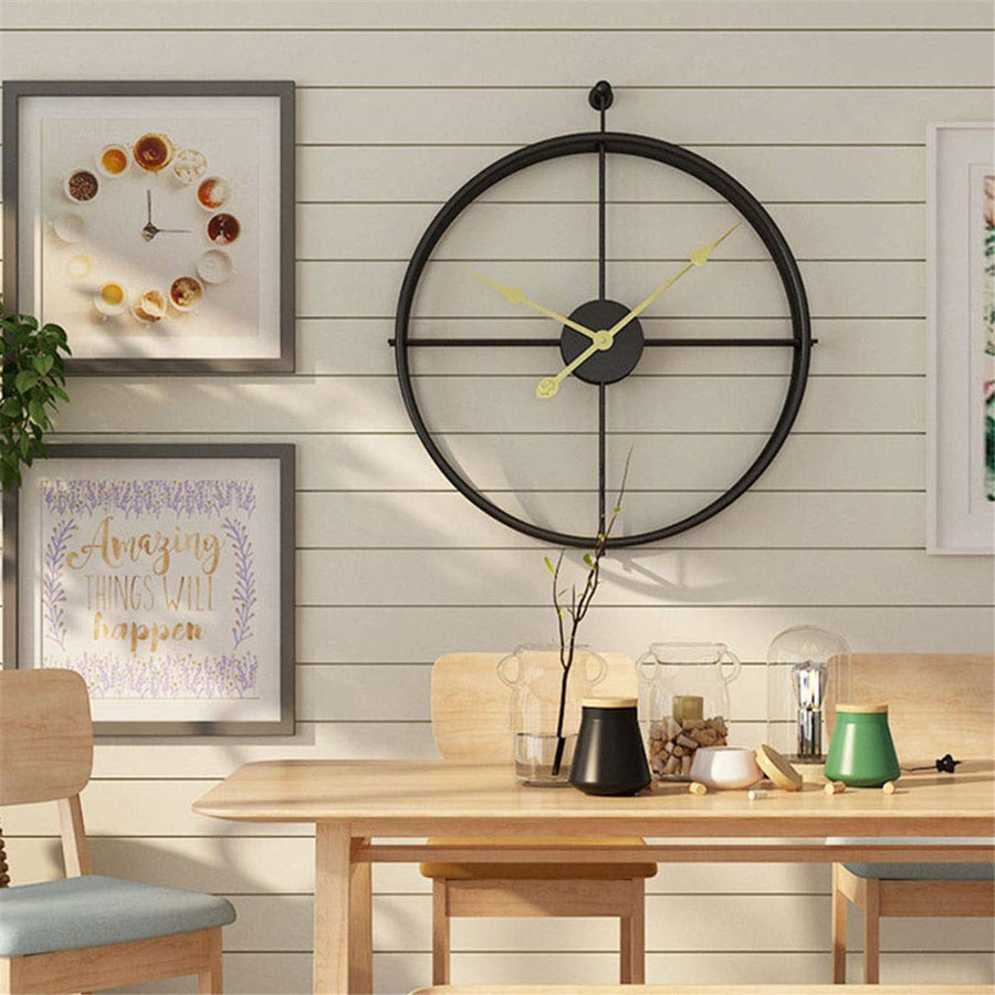 Art Hanging Clock Vintage Creative Round Metal Iron Home Office Wall Xmas Decoration Image 1