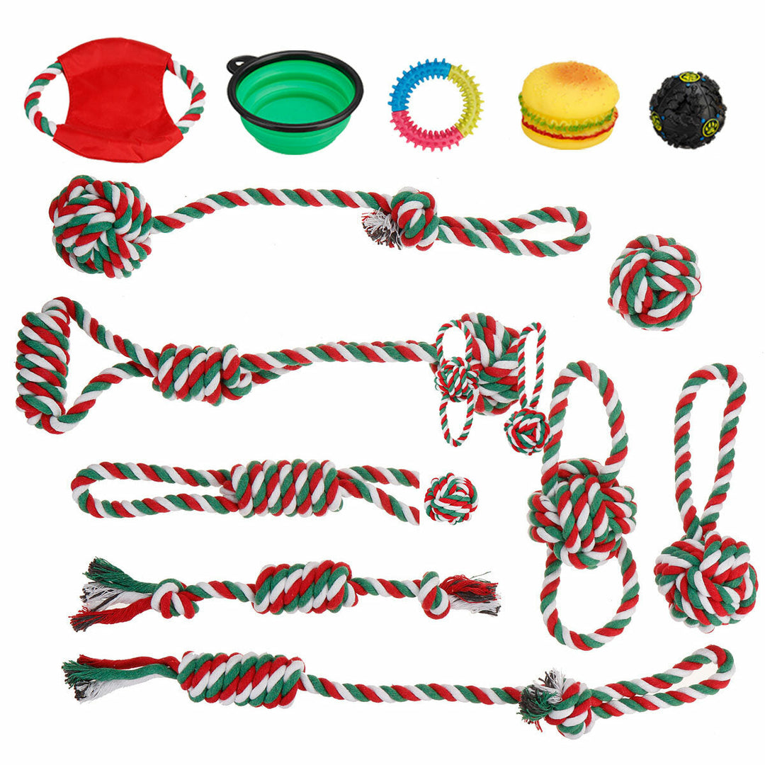 Assorted Dog Puppy Pet Toys Ropes Chew Balls Training Play Bundle Teething Aid Image 1