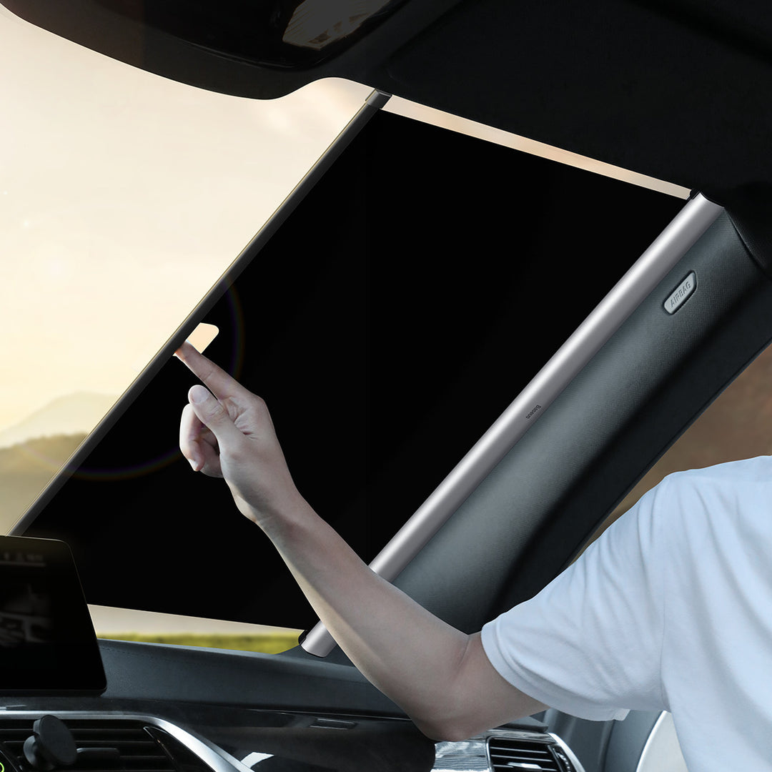 Auto Close Car Front Window Sunshade Retractable 58/64cm Front Windows Suction Cup Curtain Shading Image 5