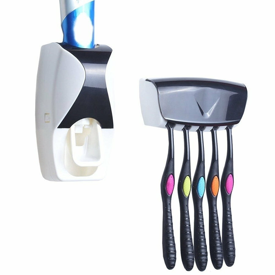 Automatic Bathroom Wall Mounted Toothpaste Dispenser With Five Toothbrush Holder Image 1