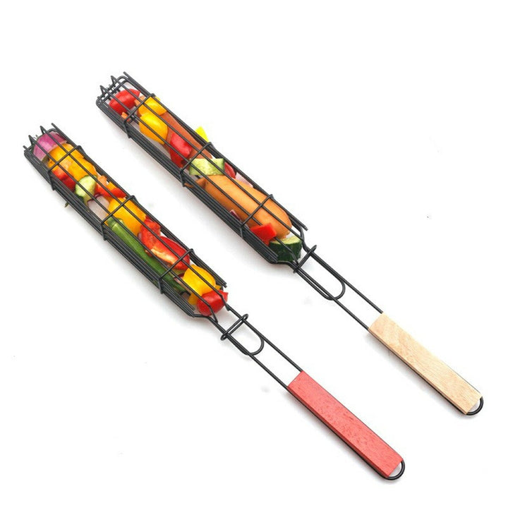 Barbecue Grilling Basket Kabobs Skewers Rack Hot Dog Sausage Rotisserie BBQ Tool Image 7