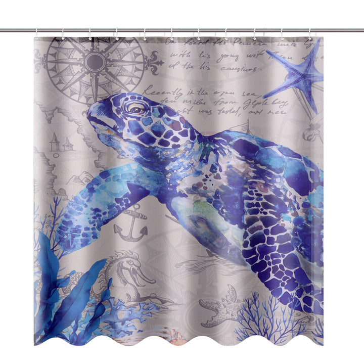 Bathroom Shower Curtain Sea Turtle Pedestal Rug Lid Toilet Cover Bath Mat Decor Image 6