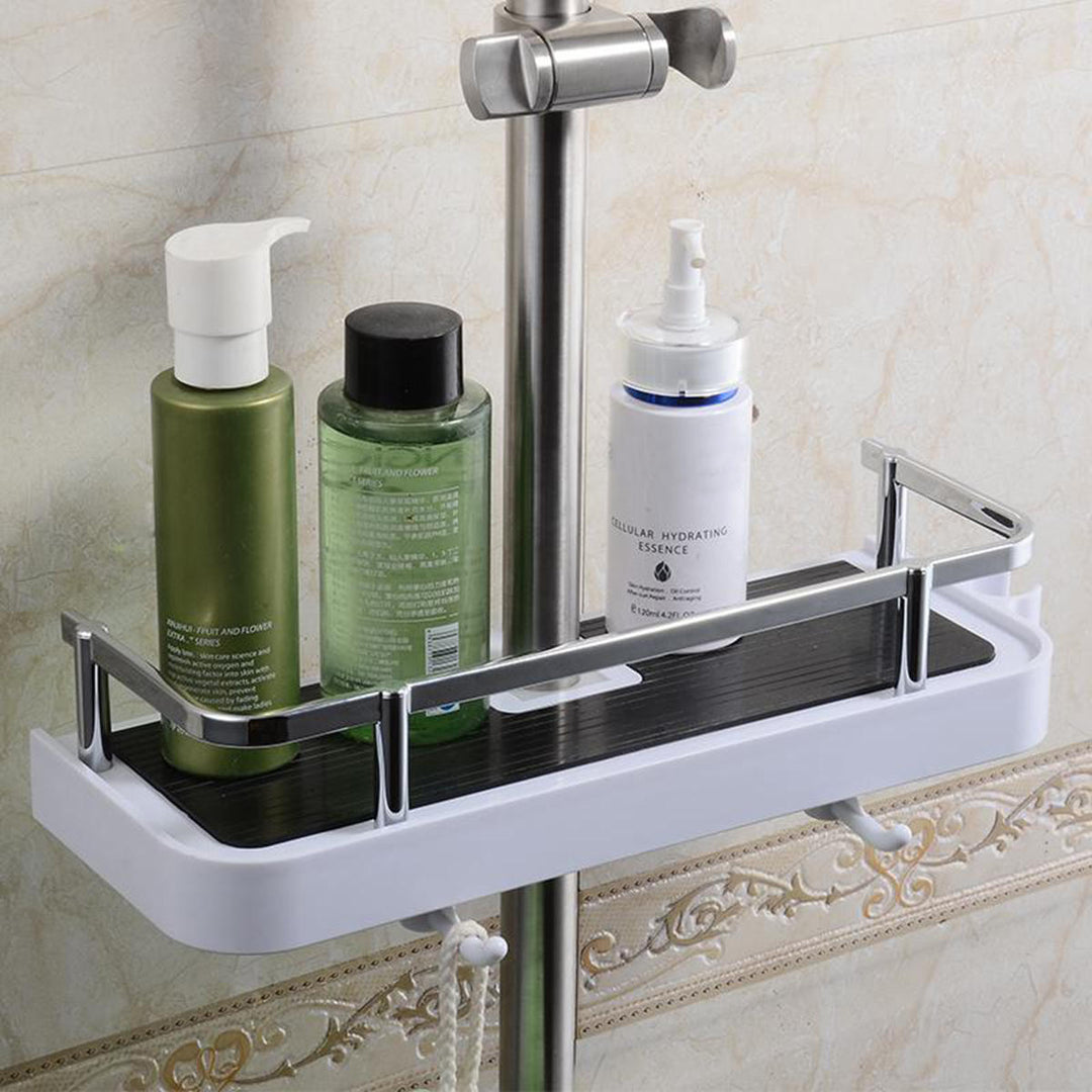 Bathroom Pole Shelf Shower Storage Caddy Rack Organiser Tray Holder Drain Shelf Image 3