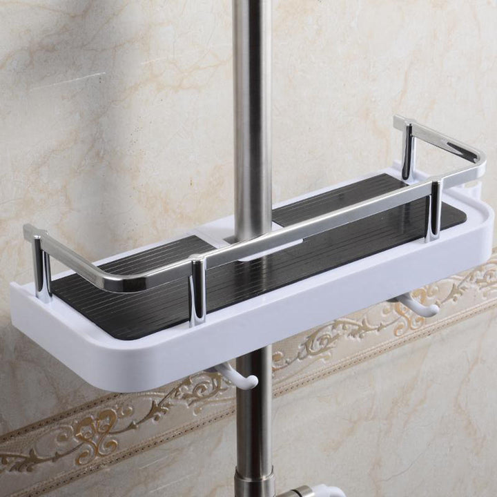 Bathroom Pole Shelf Shower Storage Caddy Rack Organiser Tray Holder Drain Shelf Image 4