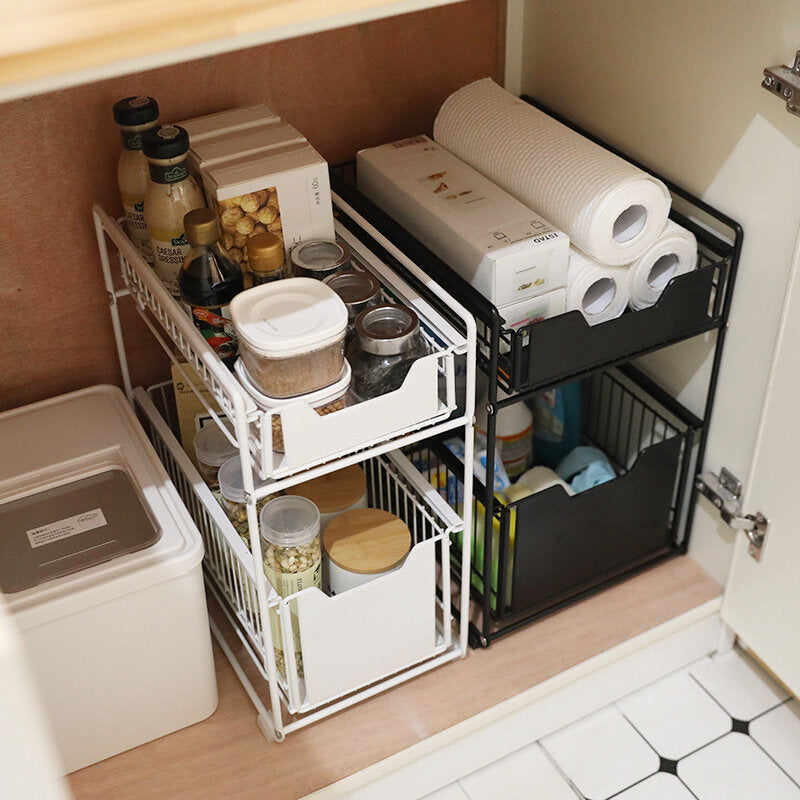 Bathroom Storage Rack Fridge Side Shelf 2 Layer Removable Kitchen Bathroom Organizer Shelf Gap Holder Image 5