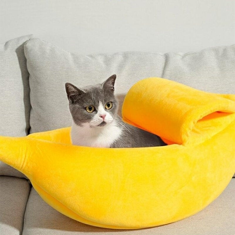 Bed Banana Shape Fluffy Warm Soft Plush Breathable Bed Banana Cat Bed pet beds for Small Dogs Image 6