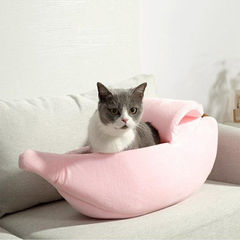 Bed Banana Shape Fluffy Warm Soft Plush Breathable Bed Banana Cat Bed pet beds for Small Dogs Image 7