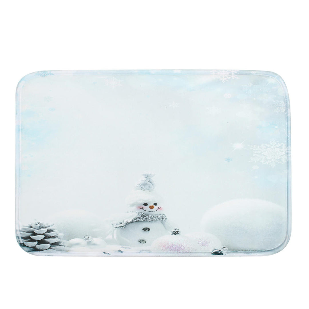 Bathroom Set Non Slip Rug Lid Toilet Cover Bathroom Mat Shower Curtain Snowman Image 2