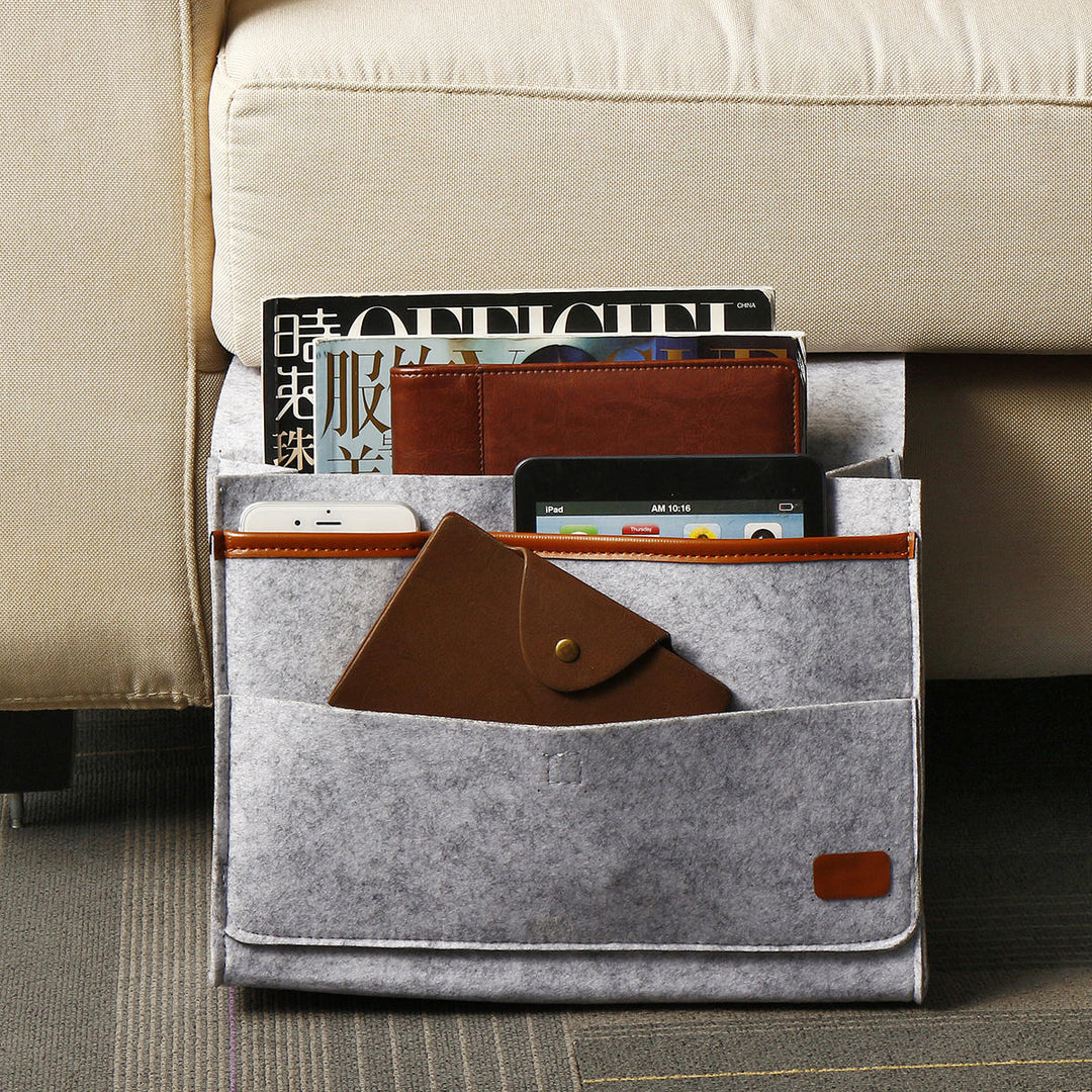 Bedside Pocket Storage Baskets Hanging Bag Felt Sofa Phone Book Organizer Remote Home Holder Image 2