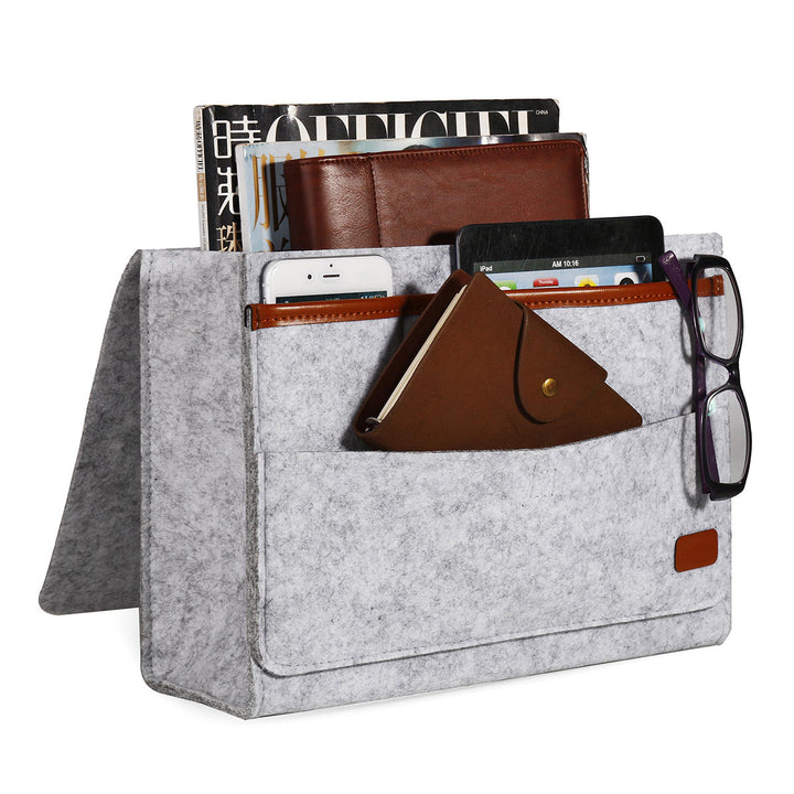 Bedside Pocket Storage Baskets Hanging Bag Felt Sofa Phone Book Organizer Remote Home Holder Image 4