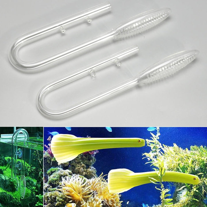 Aquarium Fish Tank Lily Violet Inflow Glass Pipe 13/17mm Tube + Suction Cups Set Image 1