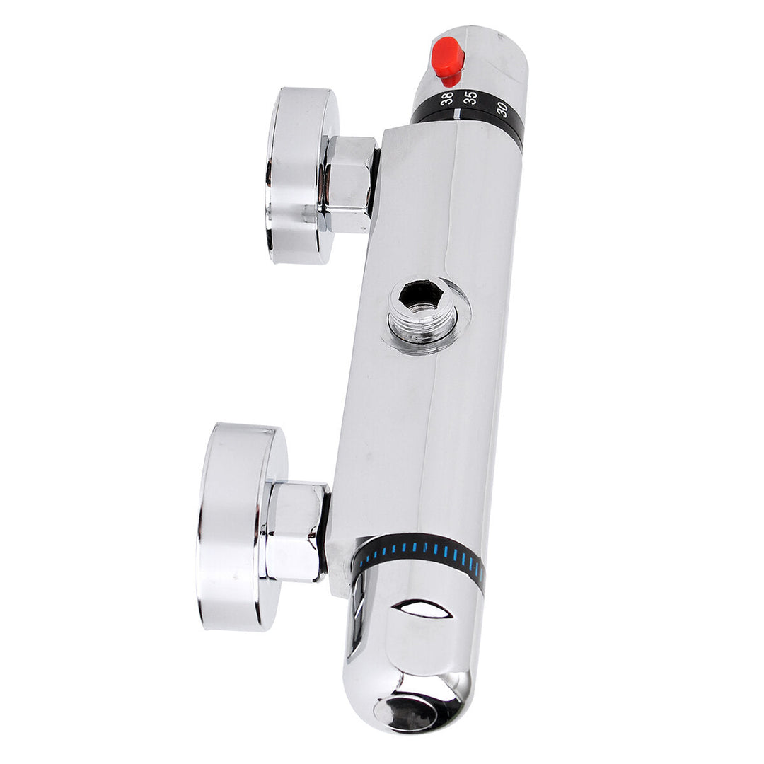 Bathroom Wall-mount Brass Thermostatic Shower Valve Bath Mixer Shower Control Valve Bottom Faucet 3/4" Thread Connector Image 6