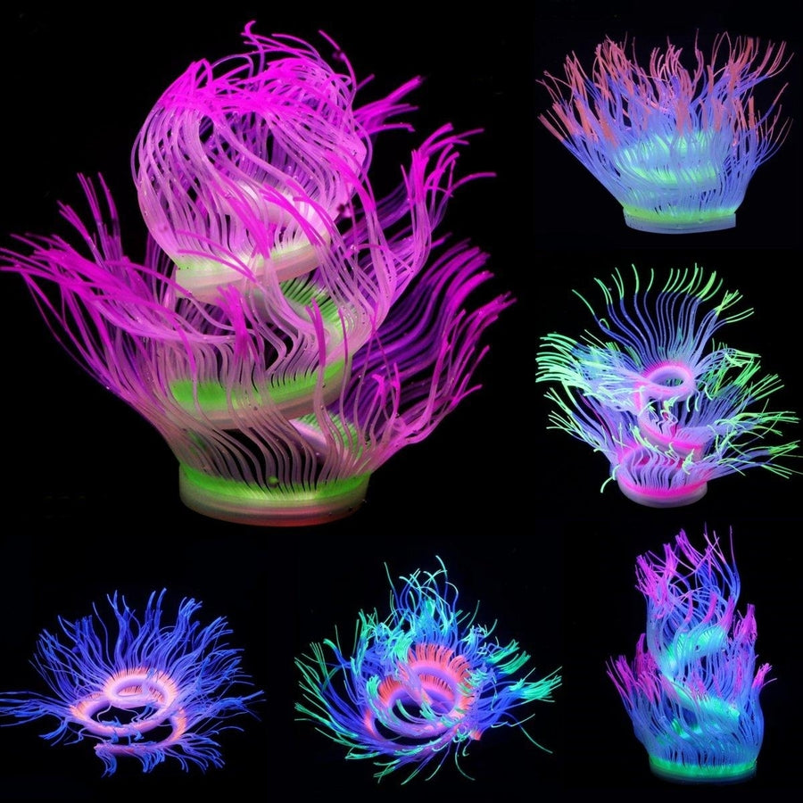 Aquarium Fish Tank Waterplant Decor Glowing Sea Anemone Coral Plant Ornament Image 1