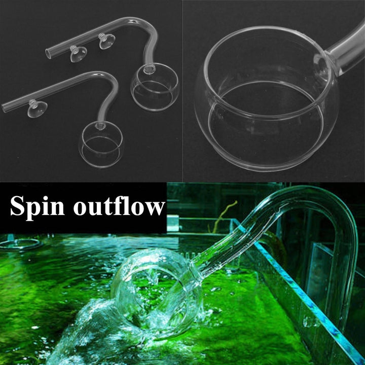 Aquarium Glass Outflow and Inflow Spin Filter Lily Pipe 12mm 16mm Tube + 1/2 Suction Cup Image 1