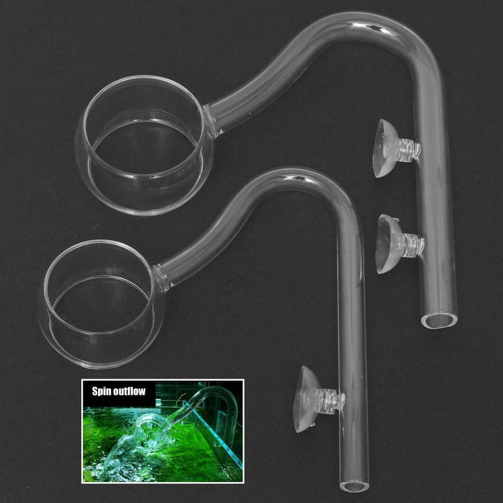 Aquarium Glass Outflow and Inflow Spin Filter Lily Pipe 12mm 16mm Tube + 1/2 Suction Cup Image 2