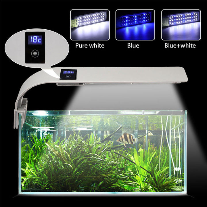 Aquarium Light Clip on Tank Fish ,Plants Grow Lamp with Temperature Display for 40-80cm Tank White and Blue LEDs Image 4