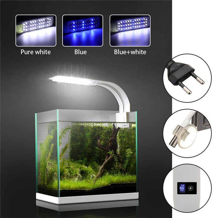 Aquarium Light Clip on Tank Fish ,Plants Grow Lamp with Temperature Display for 40-80cm Tank White and Blue LEDs Image 6