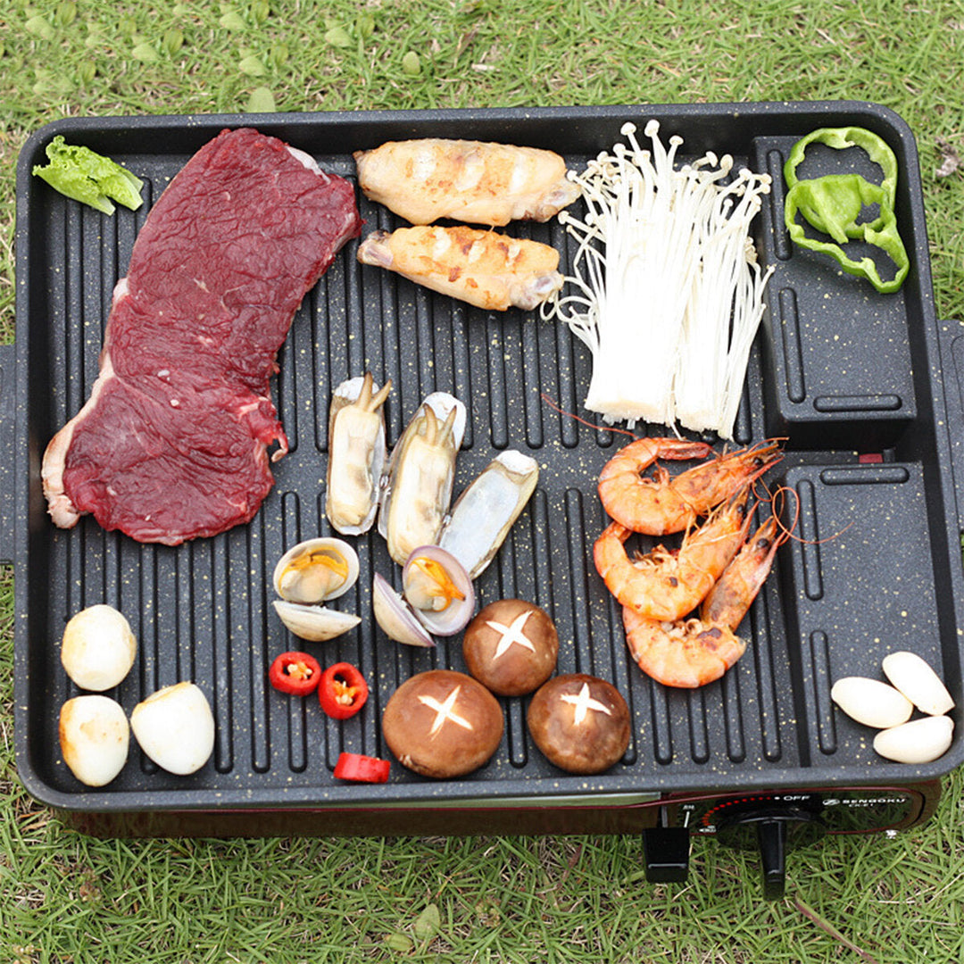 BBQ Grill Tray Cooking Plate Maifan Stone Coating Outdoor 32.5264CM Image 6