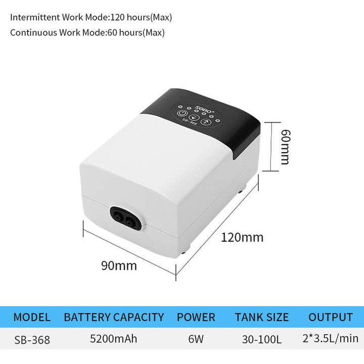 Aquarium Rechargeable Silent Oxygen Pump Turtle Tank Charging Port Portable Tank Air Pump Image 8