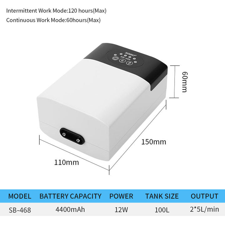 Aquarium Rechargeable Silent Oxygen Pump Turtle Tank Charging Port Portable Tank Air Pump Image 9