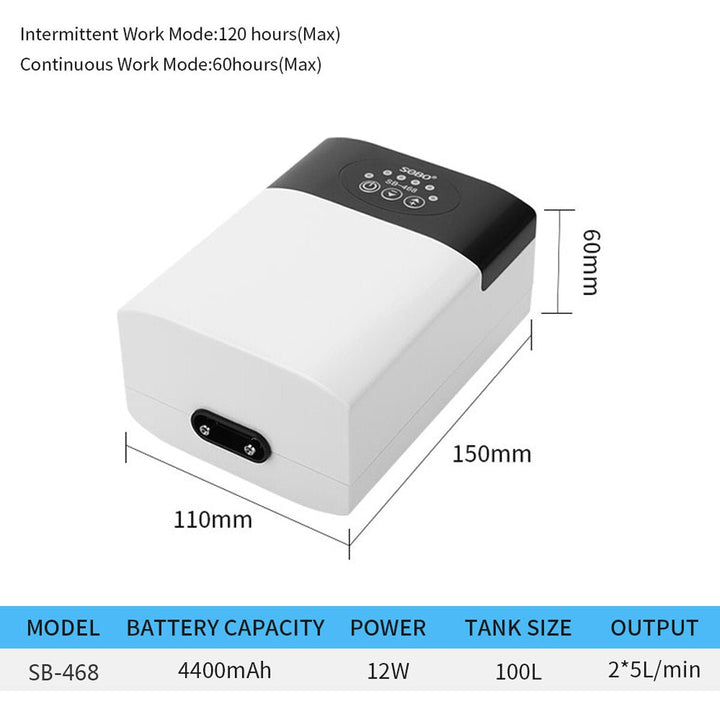 Aquarium Rechargeable Silent Oxygen Pump Turtle Tank Charging Port Portable Tank Air Pump Image 1