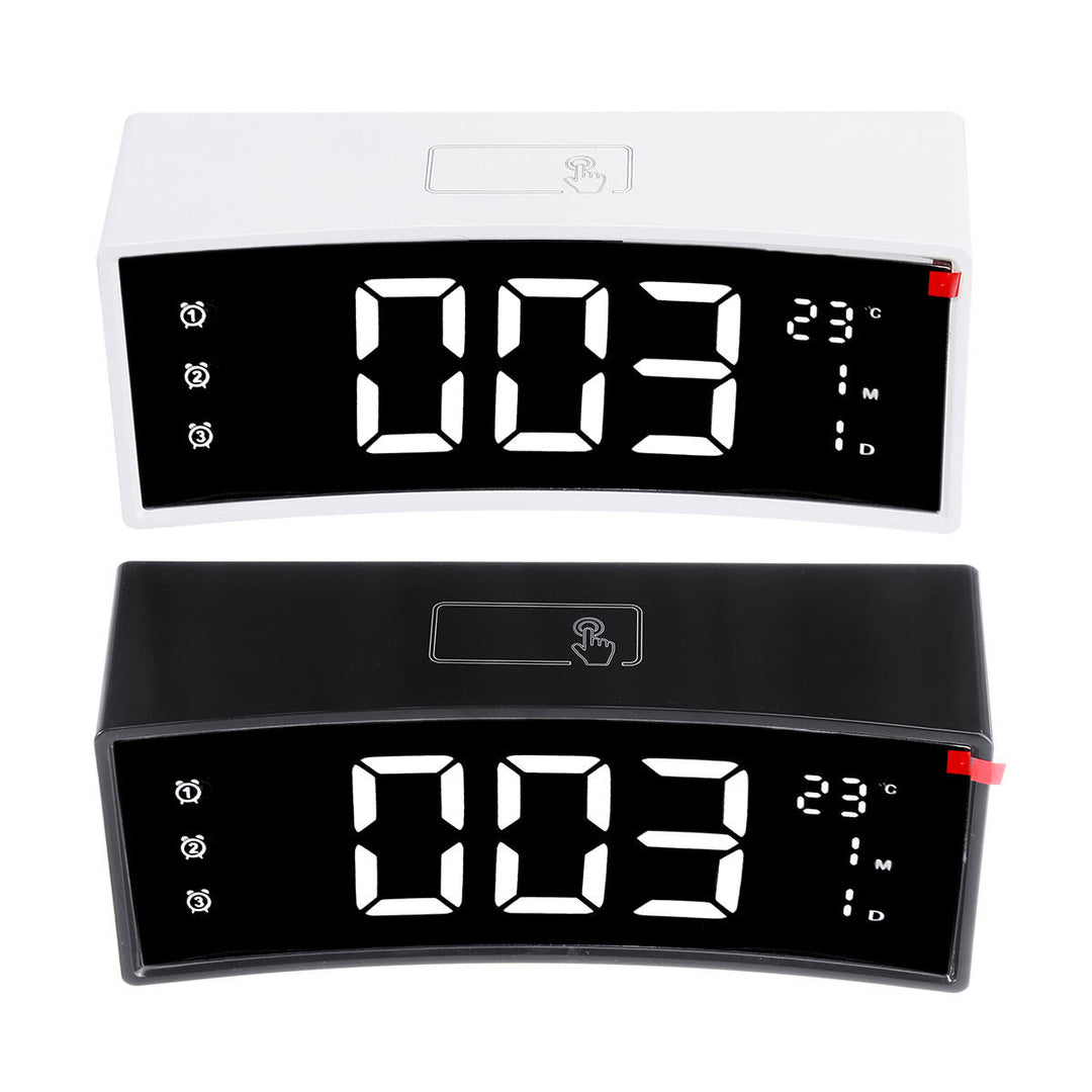 Arc LED Alarm Clock Digital Snooze Touch Control Table Clock Day Time Temperature Display Home Decoration Image 1