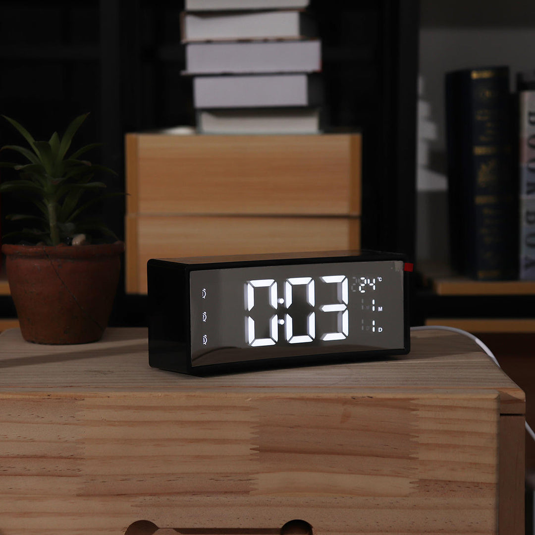 Arc LED Alarm Clock Digital Snooze Touch Control Table Clock Day Time Temperature Display Home Decoration Image 2