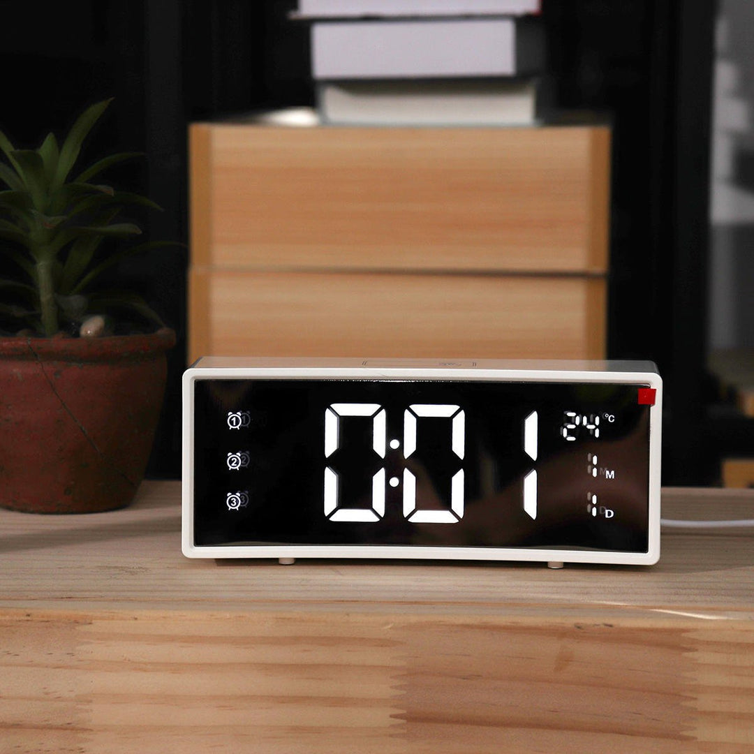 Arc LED Alarm Clock Digital Snooze Touch Control Table Clock Day Time Temperature Display Home Decoration Image 3