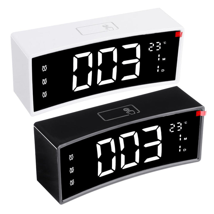 Arc LED Alarm Clock Digital Snooze Touch Control Table Clock Day Time Temperature Display Home Decoration Image 8