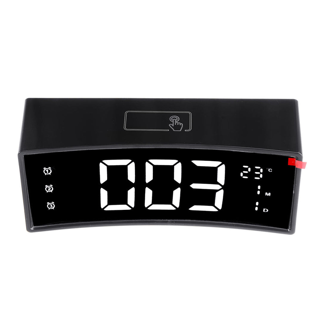 Arc LED Alarm Clock Digital Snooze Touch Control Table Clock Day Time Temperature Display Home Decoration Image 11