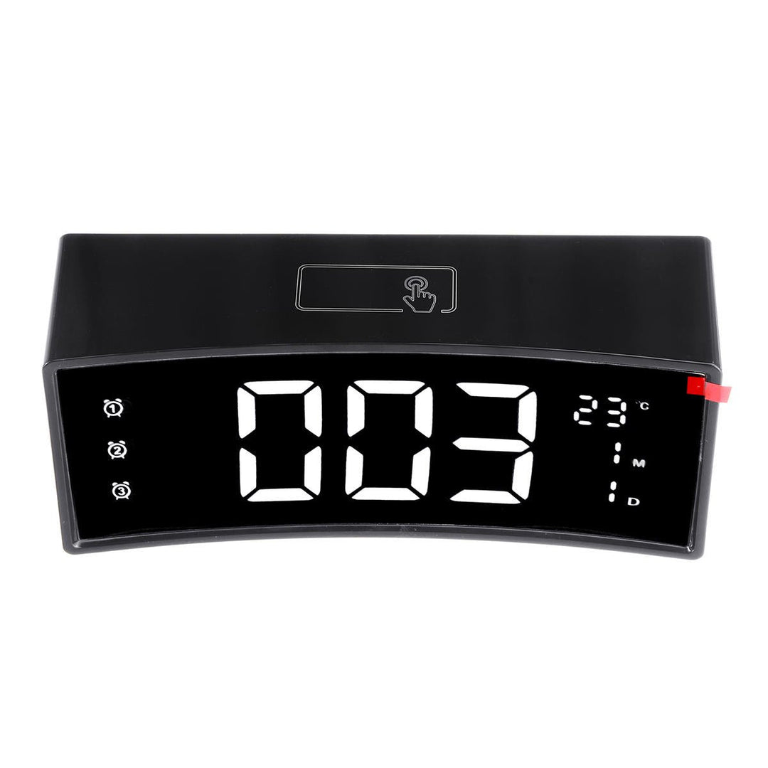 Arc LED Alarm Clock Digital Snooze Touch Control Table Clock Day Time Temperature Display Home Decoration Image 1