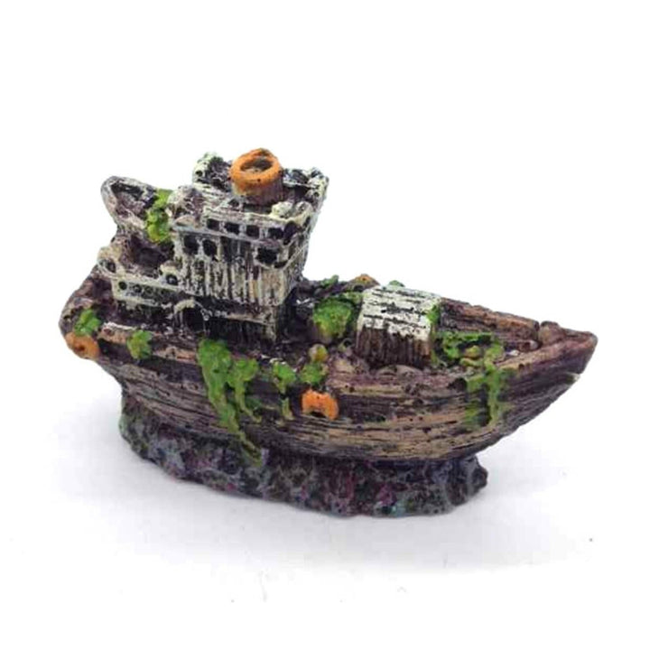 Aquarium Ornament Wreck Fish Tank Cave Sailing Boat Sunk Ship Destroyer Decorations Image 2